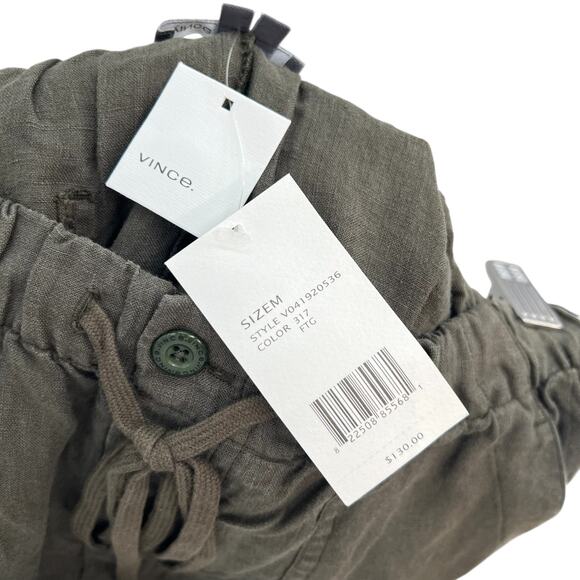 Vince Shorts Linen Drawstring Button Fly Green Size Medium - Picture 6 of 9